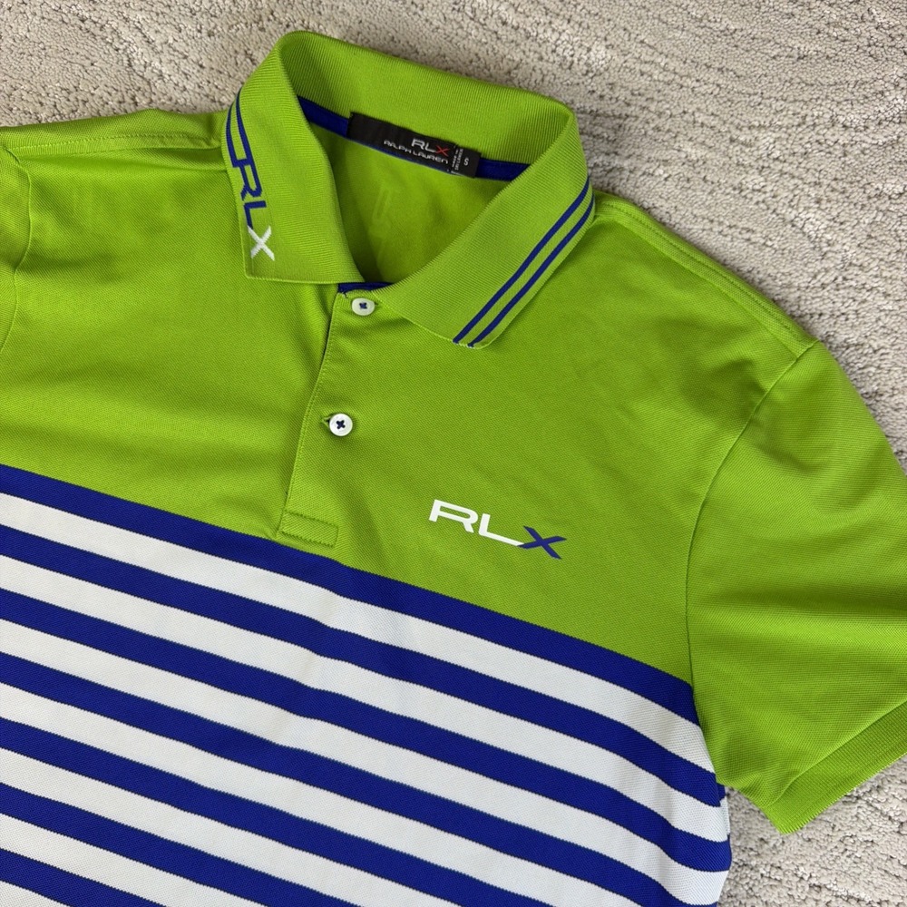 Men's RLX Ralph Lauren Size Small Striped Logo Polo Golf Shirt